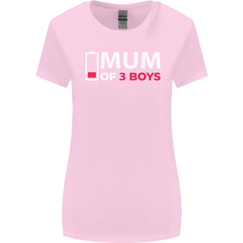 Mum of 3 Boys Funny Mother's Day Womens Wider Cut T-Shirt Light Pink