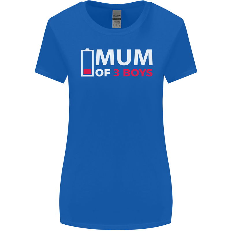 Mum of 3 Boys Funny Mother's Day Womens Wider Cut T-Shirt Royal Blue