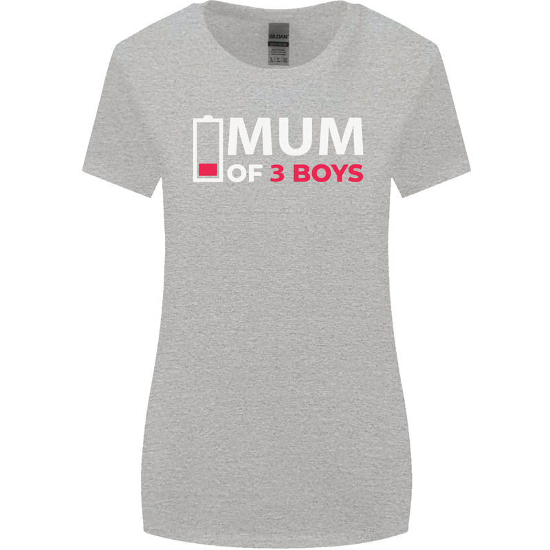 Mum of 3 Boys Funny Mother's Day Womens Wider Cut T-Shirt Sports Grey