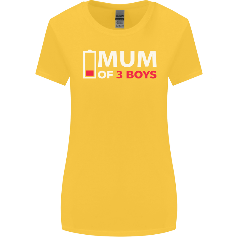 Mum of 3 Boys Funny Mother's Day Womens Wider Cut T-Shirt Yellow
