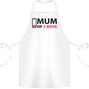 Mum of Three Boys Funny Mother's Day Cotton Apron 100% Organic White