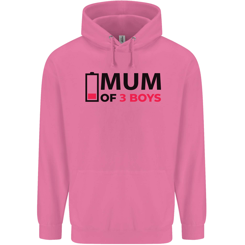 Mum of Three Boys Funny Mother's Day Mens 80% Cotton Hoodie Azelea