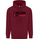 Mum of Three Boys Funny Mother's Day Mens 80% Cotton Hoodie Maroon
