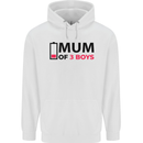 Mum of Three Boys Funny Mother's Day Mens 80% Cotton Hoodie White