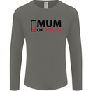 Mum of Three Boys Funny Mother's Day Mens Long Sleeve T-Shirt Charcoal