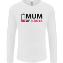 Mum of Three Boys Funny Mother's Day Mens Long Sleeve T-Shirt White