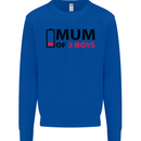 Mum of Three Boys Funny Mother's Day Mens Sweatshirt Jumper Royal Blue