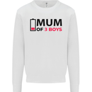 Mum of Three Boys Funny Mother's Day Mens Sweatshirt Jumper White