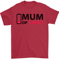 Mum of Three Boys Funny Mother's Day Mens T-Shirt Cotton Gildan Red