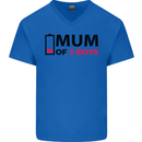 Mum of Three Boys Funny Mother's Day Mens V-Neck Cotton T-Shirt Royal Blue