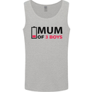 Mum of Three Boys Funny Mother's Day Mens Vest Tank Top Sports Grey