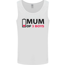 Mum of Three Boys Funny Mother's Day Mens Vest Tank Top White