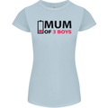 Mum of Three Boys Funny Mother's Day Womens Petite Cut T-Shirt Light Blue