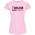 Mum of Three Boys Funny Mother's Day Womens Petite Cut T-Shirt Light Pink