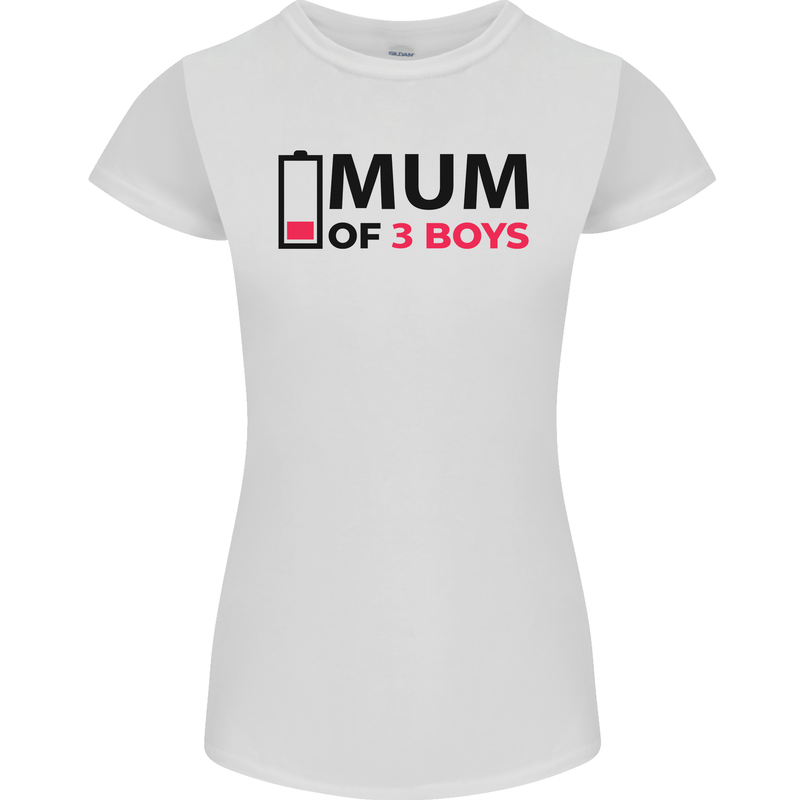 Mum of Three Boys Funny Mother's Day Womens Petite Cut T-Shirt White