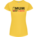 Mum of Three Boys Funny Mother's Day Womens Petite Cut T-Shirt Yellow