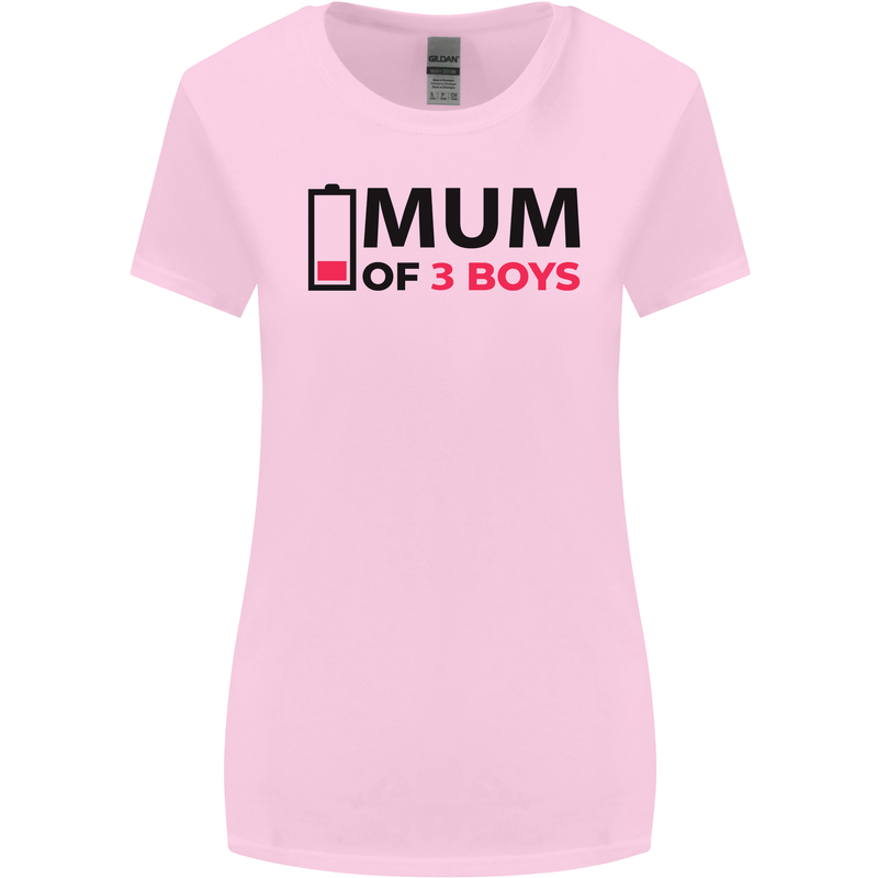 Mum of Three Boys Funny Mother's Day Womens Wider Cut T-Shirt Light Pink