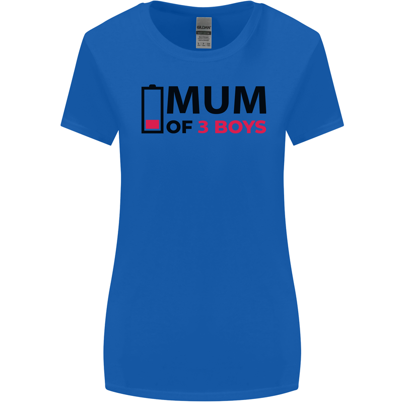 Mum of Three Boys Funny Mother's Day Womens Wider Cut T-Shirt Royal Blue