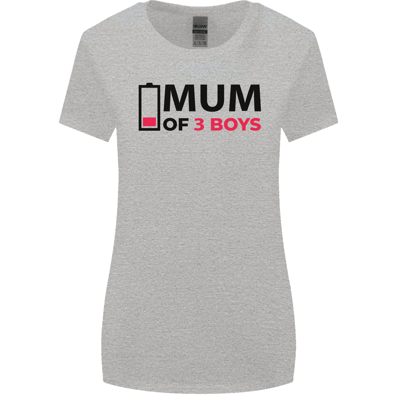 Mum of Three Boys Funny Mother's Day Womens Wider Cut T-Shirt Sports Grey
