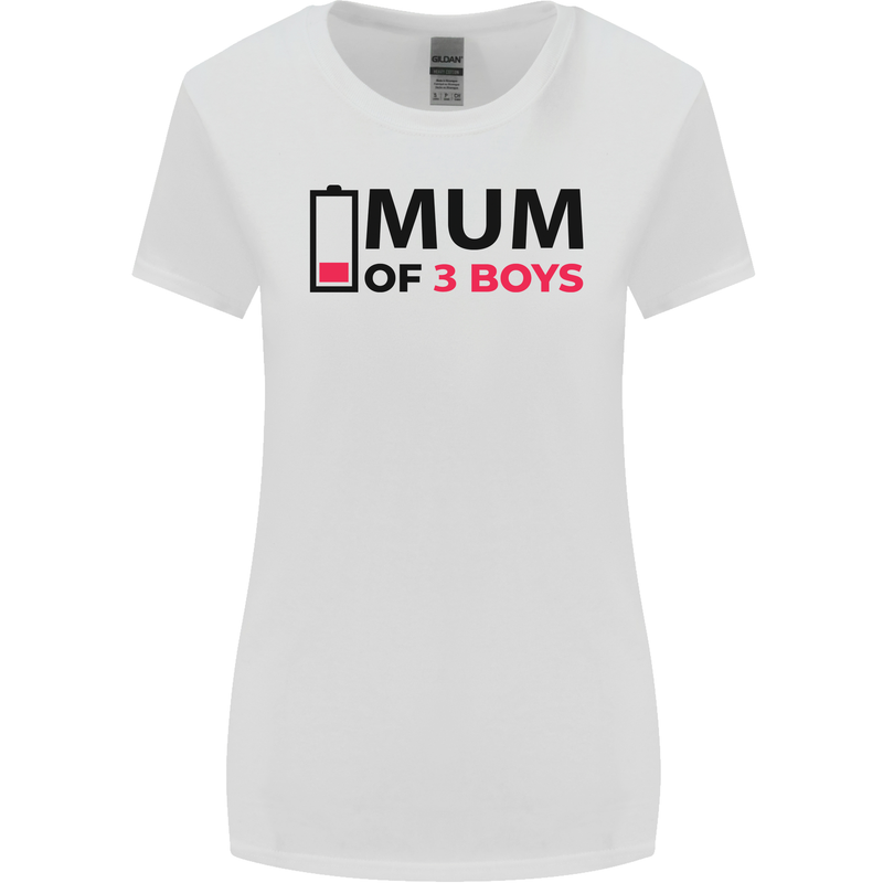 Mum of Three Boys Funny Mother's Day Womens Wider Cut T-Shirt White