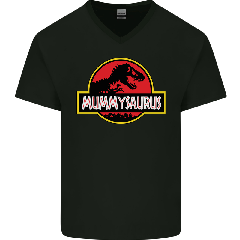 Mummysaurus Funny Mother's Day Mummy Mens V-Neck Cotton T-Shirt Black