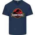 Mummysaurus Funny Mother's Day Mummy Mens V-Neck Cotton T-Shirt Navy Blue