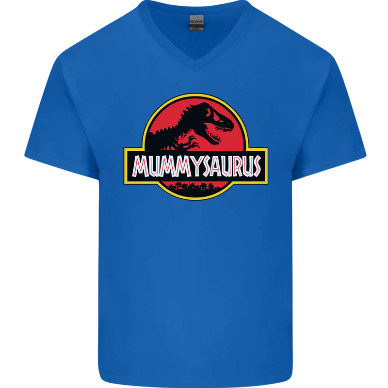 Mummysaurus Funny Mother's Day Mummy Mens V-Neck Cotton T-Shirt Royal Blue