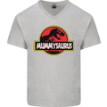 Mummysaurus Funny Mother's Day Mummy Mens V-Neck Cotton T-Shirt Sports Grey