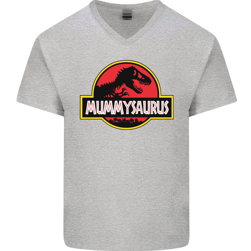 Mummysaurus Funny Mother's Day Mummy Mens V-Neck Cotton T-Shirt Sports Grey