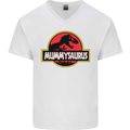 Mummysaurus Funny Mother's Day Mummy Mens V-Neck Cotton T-Shirt White