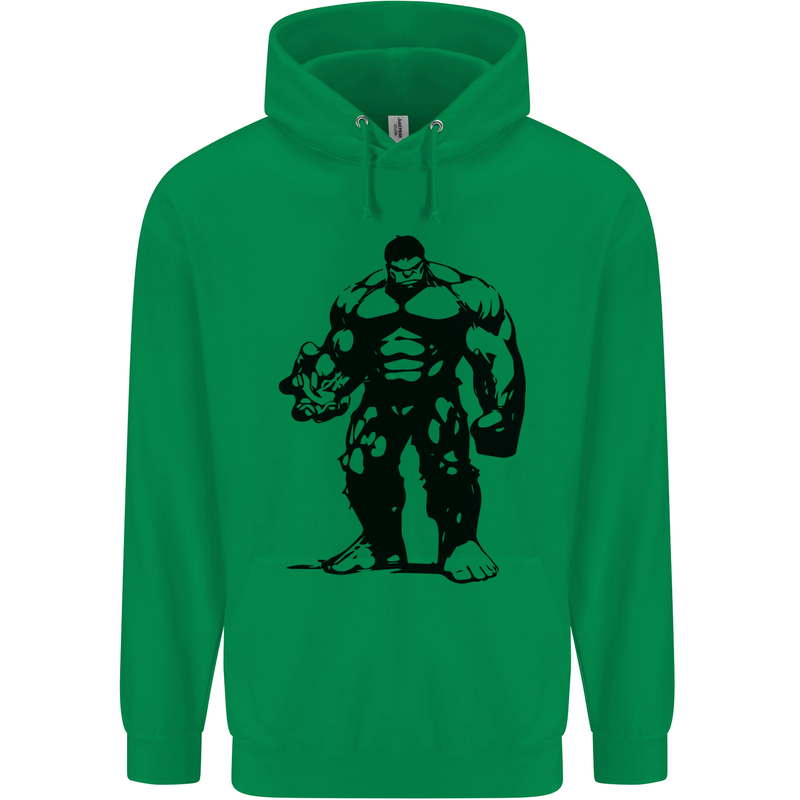 Muscle Man Gym Training Top Bodybuilding Childrens Kids Hoodie Irish Green