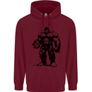 Muscle Man Gym Training Top Bodybuilding Childrens Kids Hoodie Maroon