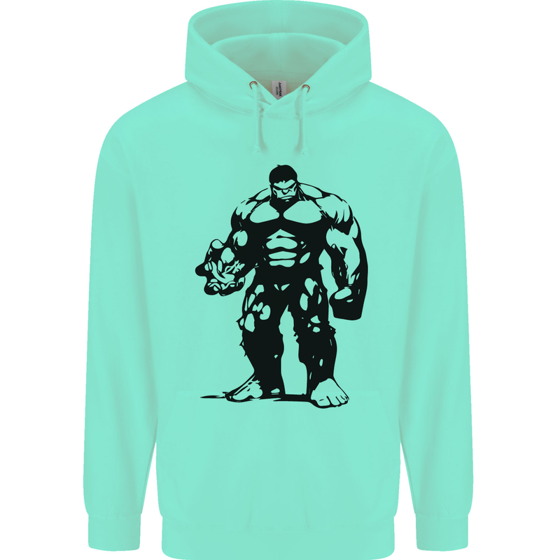 Muscle Man Gym Training Top Bodybuilding Childrens Kids Hoodie Peppermint