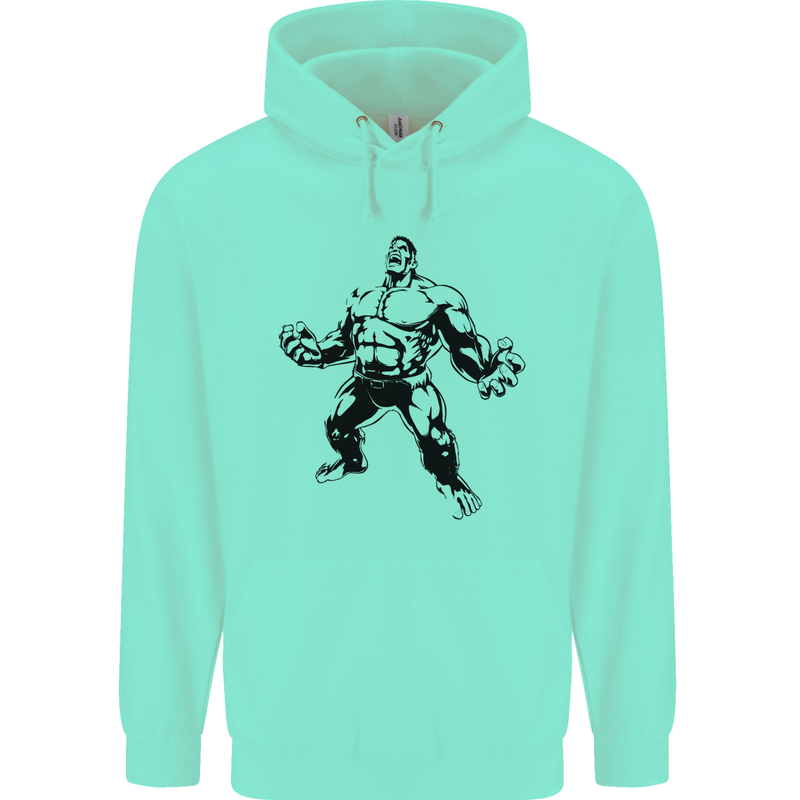 Muscle Man Gym Training Top Bodybuilding Childrens Kids Hoodie Peppermint