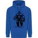 Muscle Man Gym Training Top Bodybuilding Childrens Kids Hoodie Royal Blue