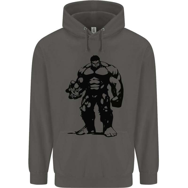 Muscle Man Gym Training Top Bodybuilding Childrens Kids Hoodie Storm Grey