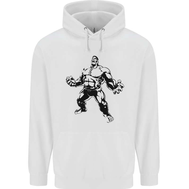Muscle Man Gym Training Top Bodybuilding Childrens Kids Hoodie White