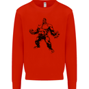Muscle Man Gym Training Top Bodybuilding Kids Sweatshirt Jumper Bright Red