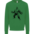 Muscle Man Gym Training Top Bodybuilding Kids Sweatshirt Jumper Irish Green