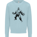 Muscle Man Gym Training Top Bodybuilding Kids Sweatshirt Jumper Light Blue