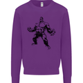 Muscle Man Gym Training Top Bodybuilding Kids Sweatshirt Jumper Purple