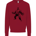 Muscle Man Gym Training Top Bodybuilding Kids Sweatshirt Jumper Red