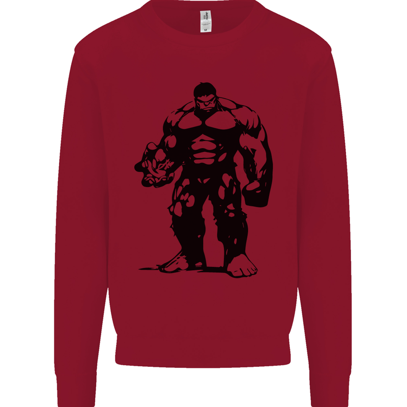 Muscle Man Gym Training Top Bodybuilding Kids Sweatshirt Jumper Red