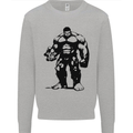 Muscle Man Gym Training Top Bodybuilding Kids Sweatshirt Jumper Sports Grey