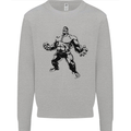 Muscle Man Gym Training Top Bodybuilding Kids Sweatshirt Jumper Sports Grey