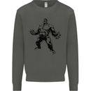 Muscle Man Gym Training Top Bodybuilding Kids Sweatshirt Jumper Storm Grey