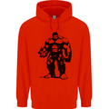 Muscle Man Gym Training Top Bodybuilding Mens 80% Cotton Hoodie Bright Red