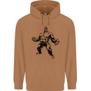 Muscle Man Gym Training Top Bodybuilding Mens 80% Cotton Hoodie Caramel Latte