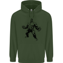 Muscle Man Gym Training Top Bodybuilding Mens 80% Cotton Hoodie Forest Green