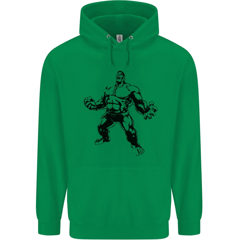 Muscle Man Gym Training Top Bodybuilding Mens 80% Cotton Hoodie Irish Green